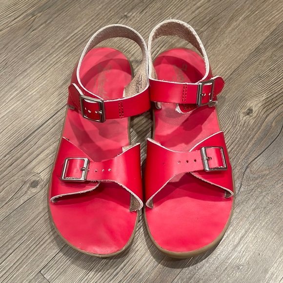 Footmates Tide Red Leather Sandals Sz 2 - Picture 2 of 11
